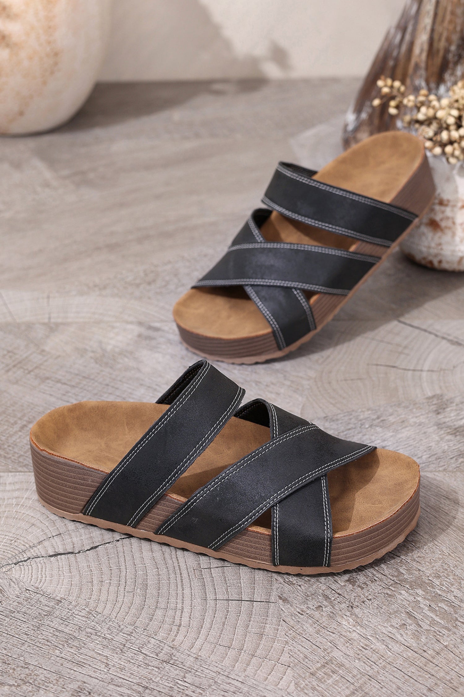 Kathryn Band Retro Platform Slippers boutique apparel from Mollie Mae Boutique
