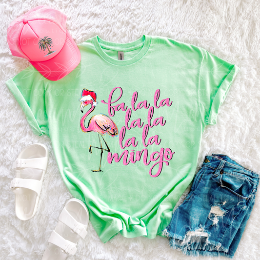 Fa La La La Flamingo Graphic Tee – Gildan Softstyle Mint