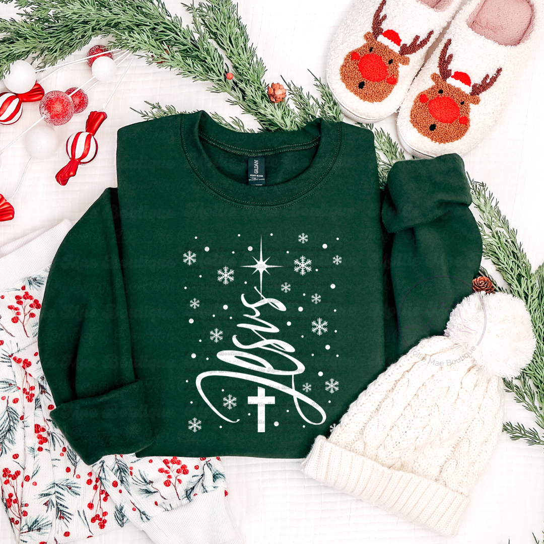 Jesus Christmas Tree Graphic Sweatshirt