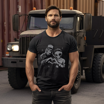 Bigfoot & Alien Heart HandsTshirt