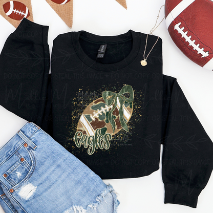Camo Football Eagles Tee | With or Without Bow