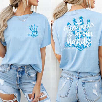 Acceptance Is In Our Hands Autism Awareness Graphic Tee