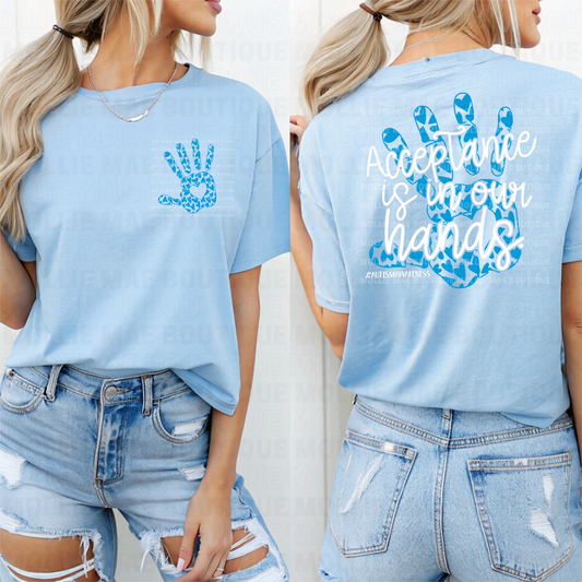 Acceptance Is In Our Hands Autism Awareness Graphic Tee
