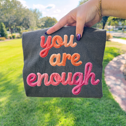You Are Enough Faux Knit Graphic Tee – Comfort Colors Pepper