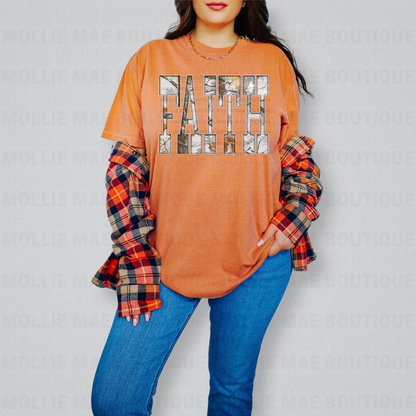 FAITH Grey Camo Graphic Tee