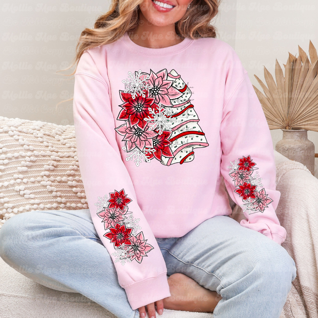 Christmas Tree Cake Floral Graphic Sweatshirt