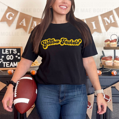 Fairview Yellow Jackets Retro Print Tee – Black Gildan Softstyle