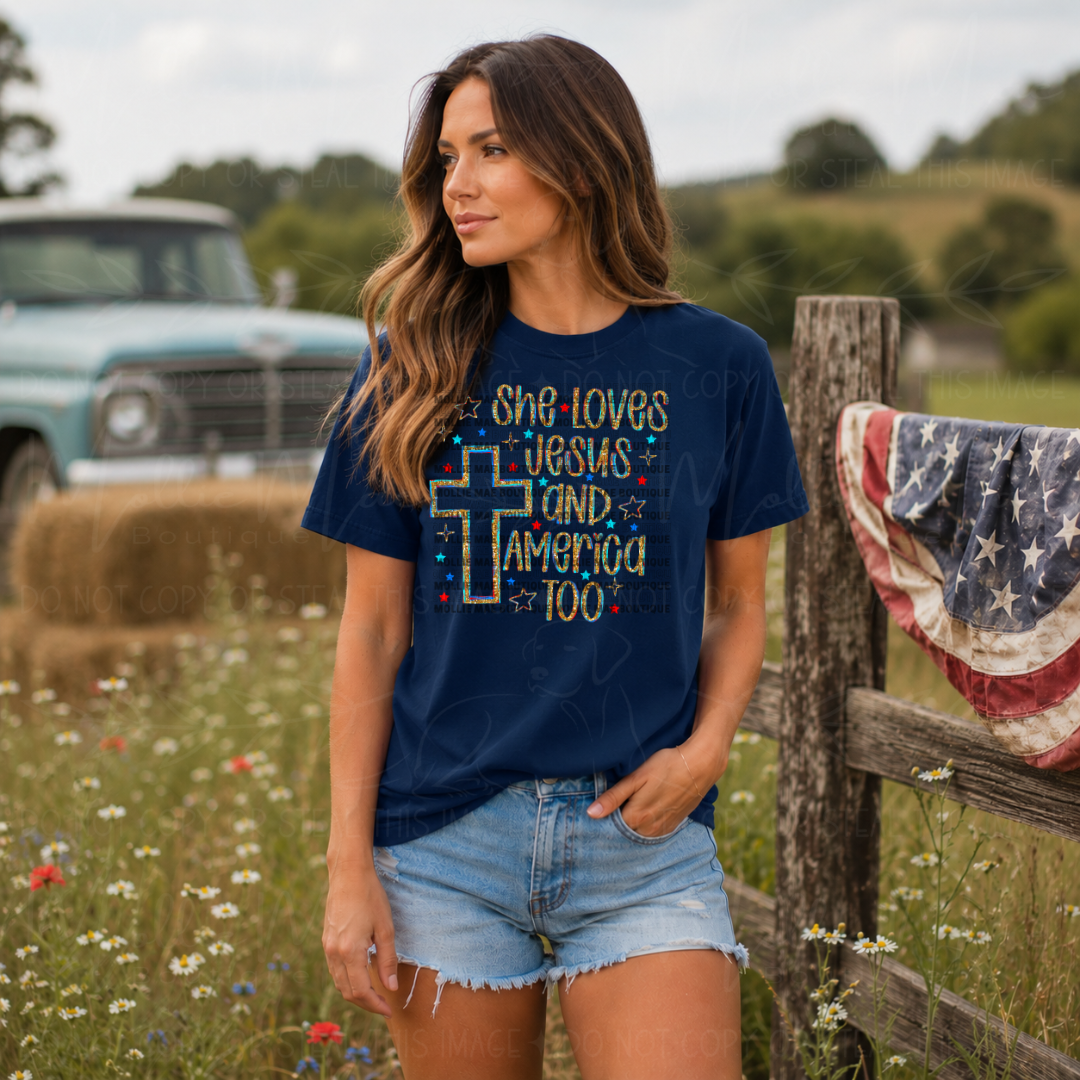She Loves Jesus & America Too Sparkle - Semi-exclusive