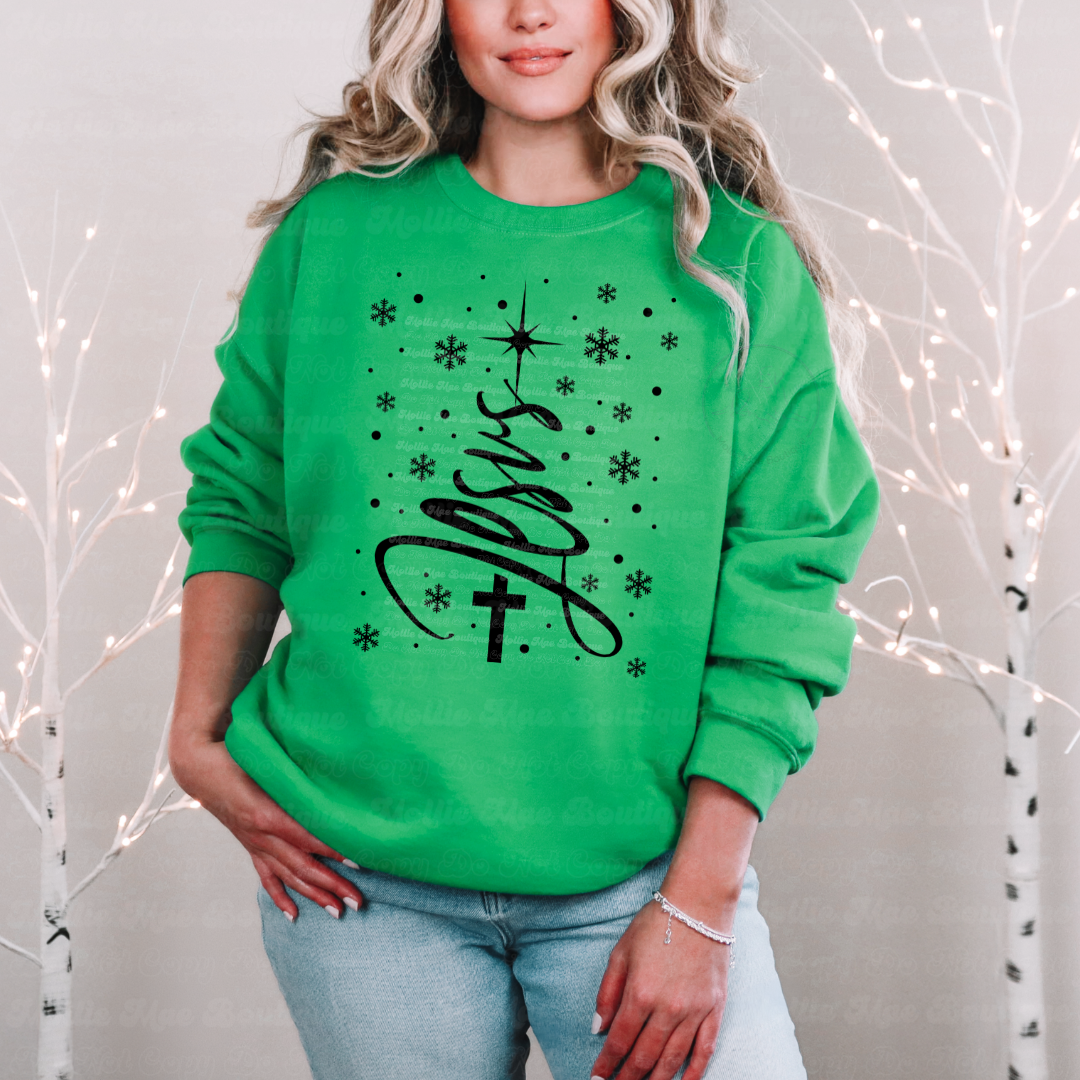 Jesus Christmas Tree Graphic Sweatshirt