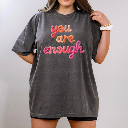 You Are Enough Faux Knit Graphic Tee – Comfort Colors Pepper