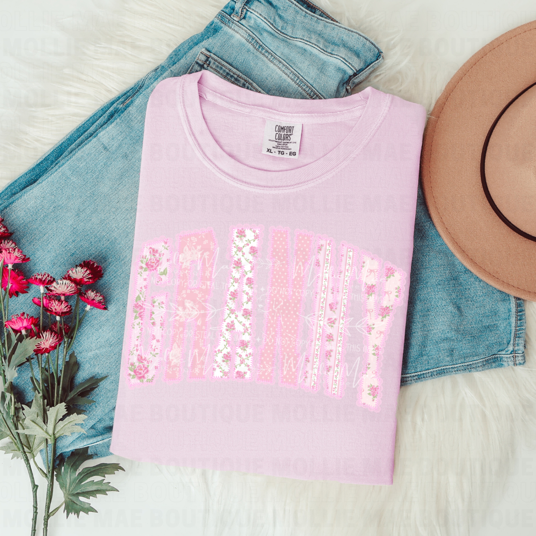 Vintage Pink Floral Granny Graphic Tee