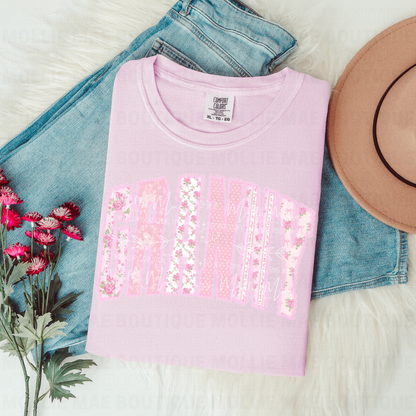 Vintage Pink Floral Granny Graphic Tee