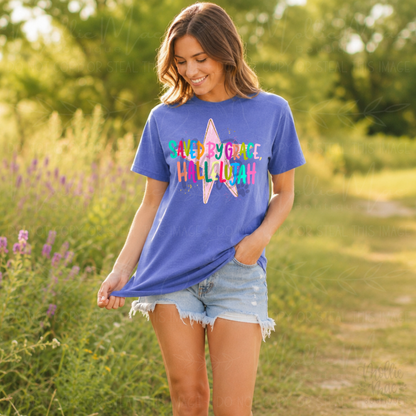 Saved By Grace, Hallelujah Star Graphic T-Shirt