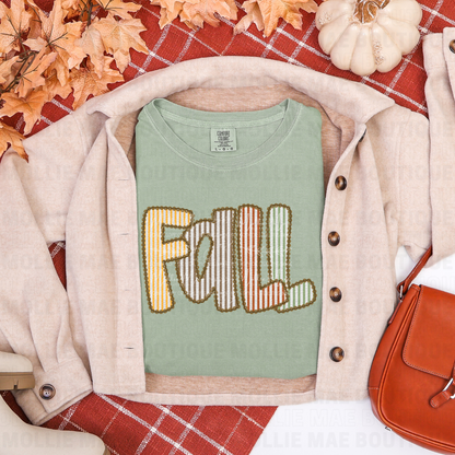 Fall Seersucker Graphic Tee – Comfort Colors (Yam, Ivory, or Bay)