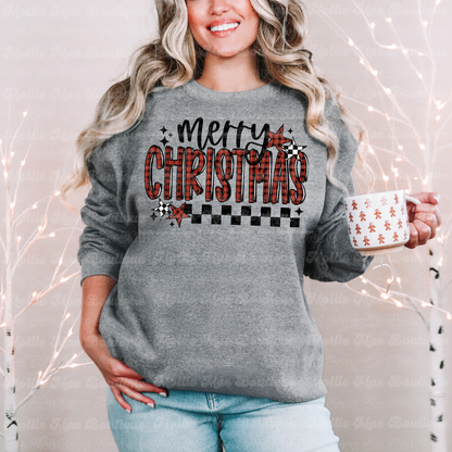 Merry Christmas Buffalo Plaid Tee or Sweatshirt