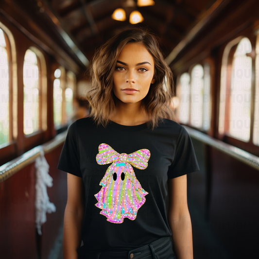 Iridescent Bow Ghostie Graphic Tee