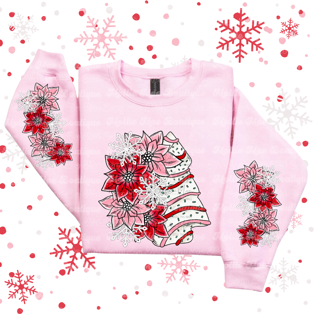 Christmas Tree Cake Floral Graphic Sweatshirt