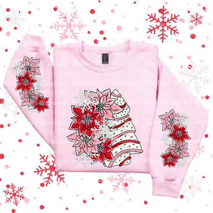 Christmas Tree Cake Floral Graphic Sweatshirt