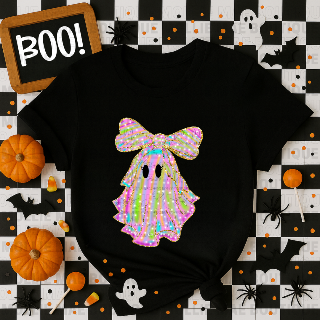 Iridescent Bow Ghostie Graphic Tee