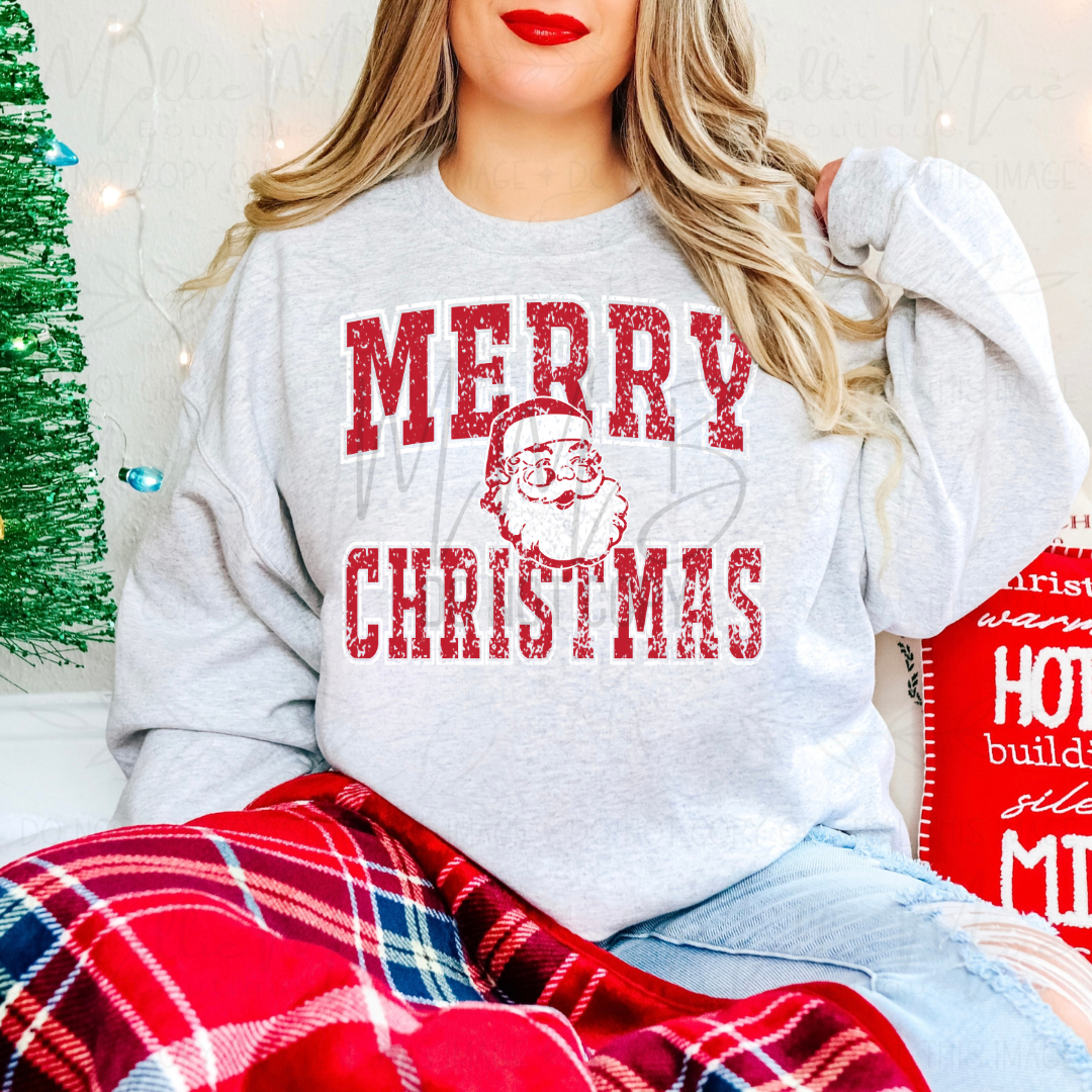 Retro Santa Merry Christmas Crewneck