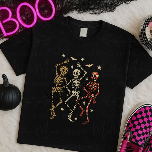 Three Dancing Skeletons Graphic Tee