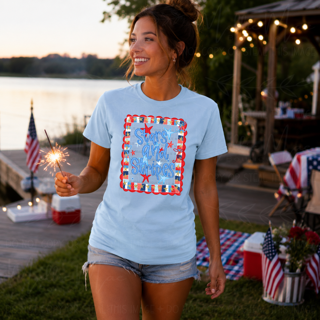 Stars & Stripes Frame Patriotic Graphic Tee