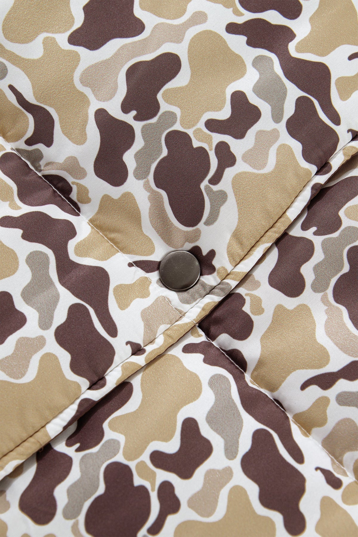 multicolor camo quilted button collar long sleeve boutique puffer coat