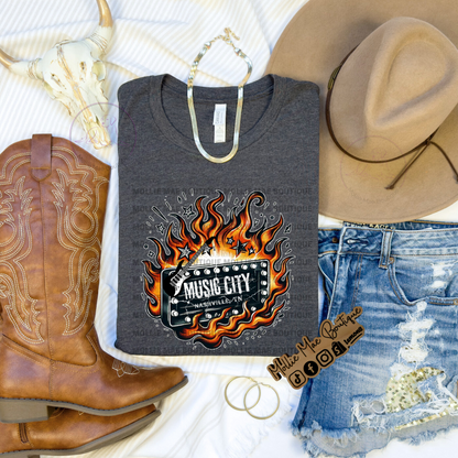 Flames Music City Nashville TN Tshirt