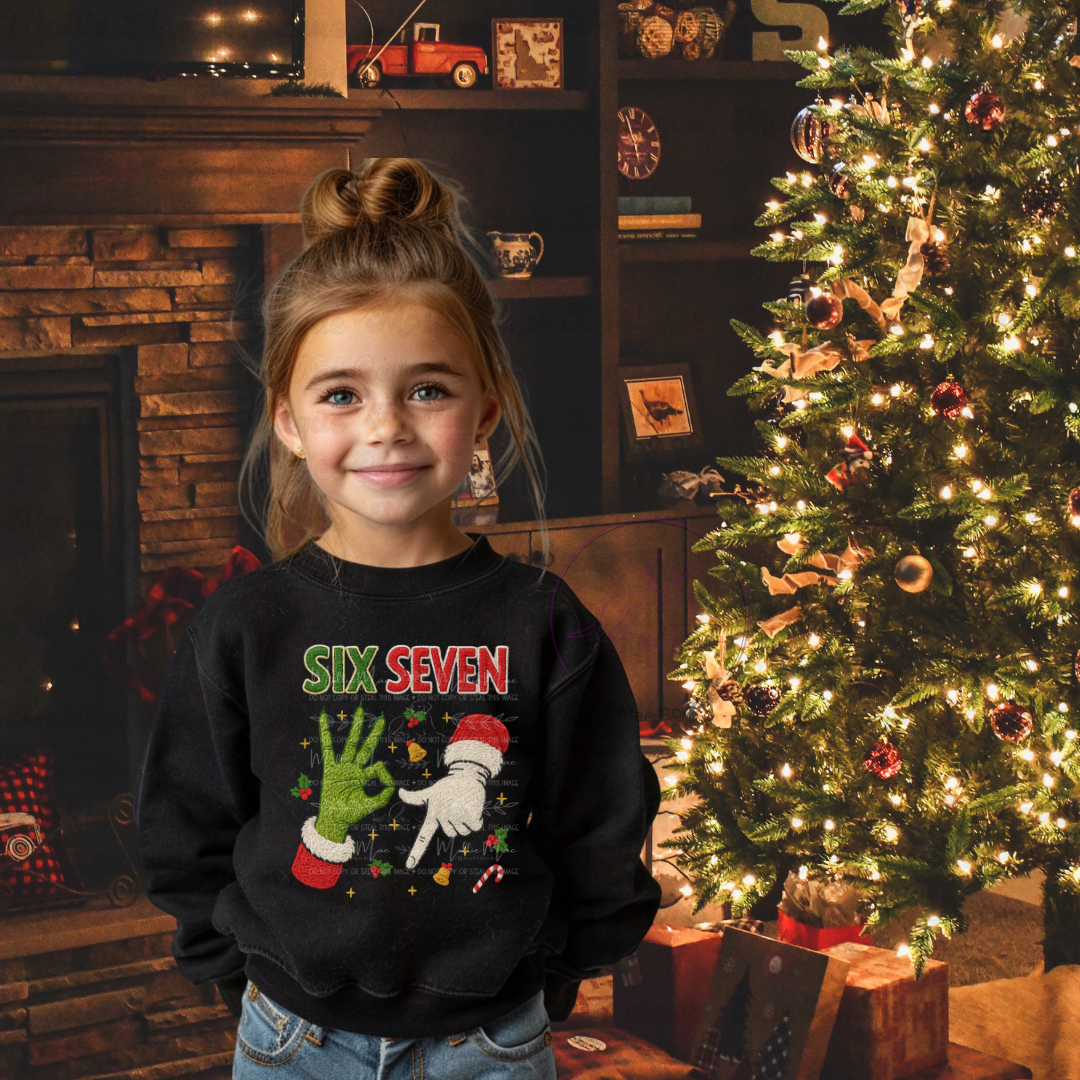 Kids Six Seven Faux Knit Christmas Sweatshirt
