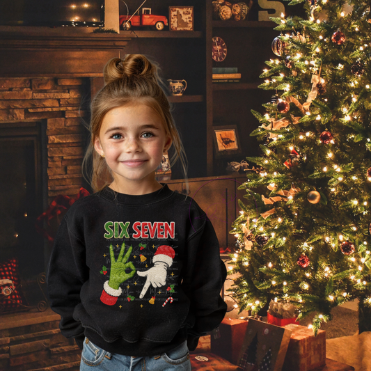Kids Six Seven Faux Knit Christmas Sweatshirt