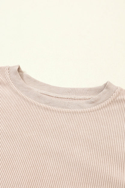 Festival Fuchsia ribbed corduroy oversized long sleeve sweatshirt with cozy boutique styling