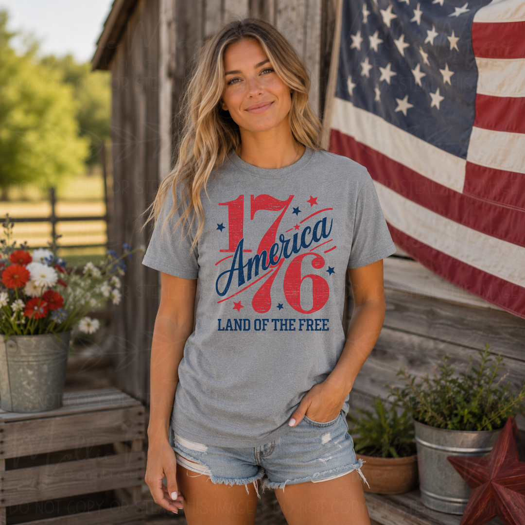1776 America Land of the Free Patriotic Graphic Tee