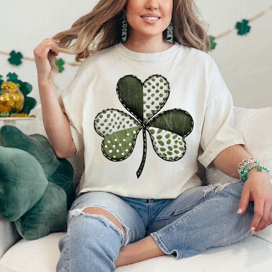 Classic Shamrock Faux Fabric Graphic Tee