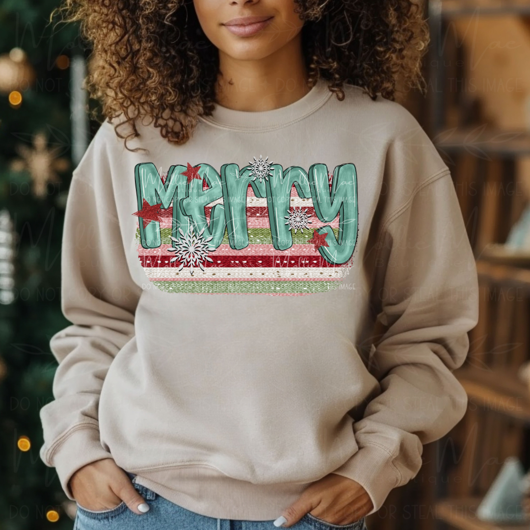 Merry Mint Stripes Graphic Sweatshirt or Tee