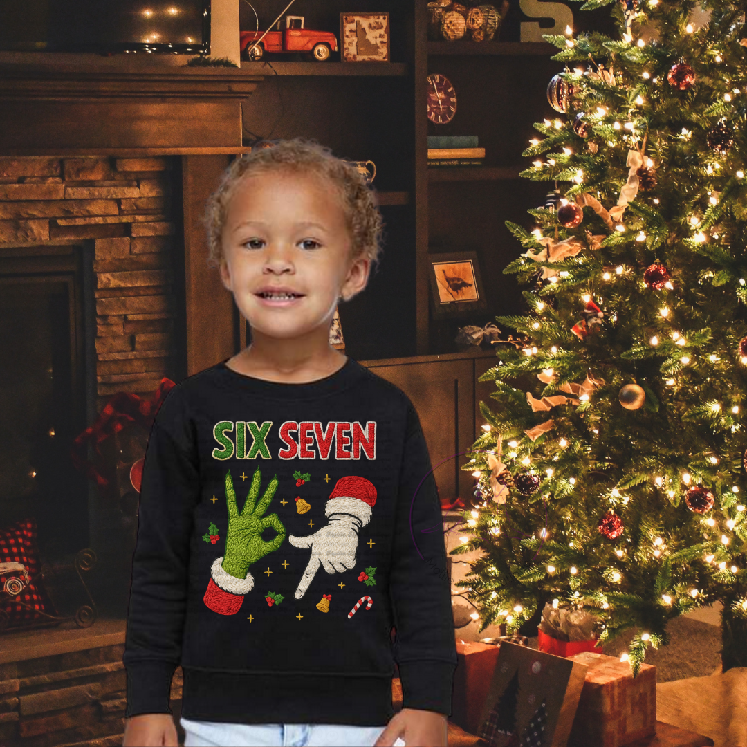 Kids Six Seven Faux Knit Christmas Sweatshirt