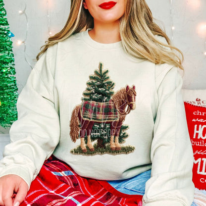 Vintage Plaid Pine Horse