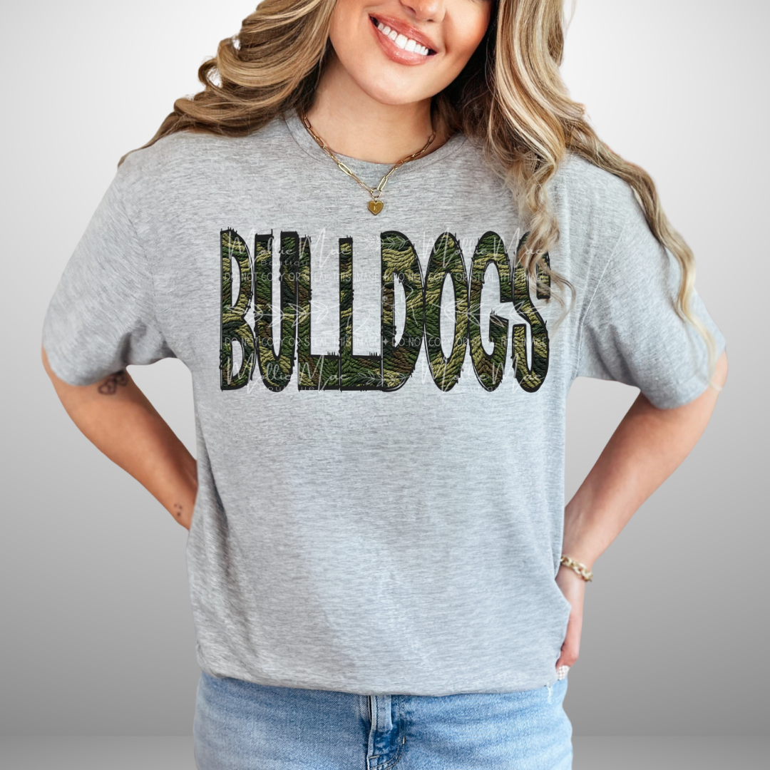Bulldogs Camo Doodle Graphic Tee & Sweatshirt
