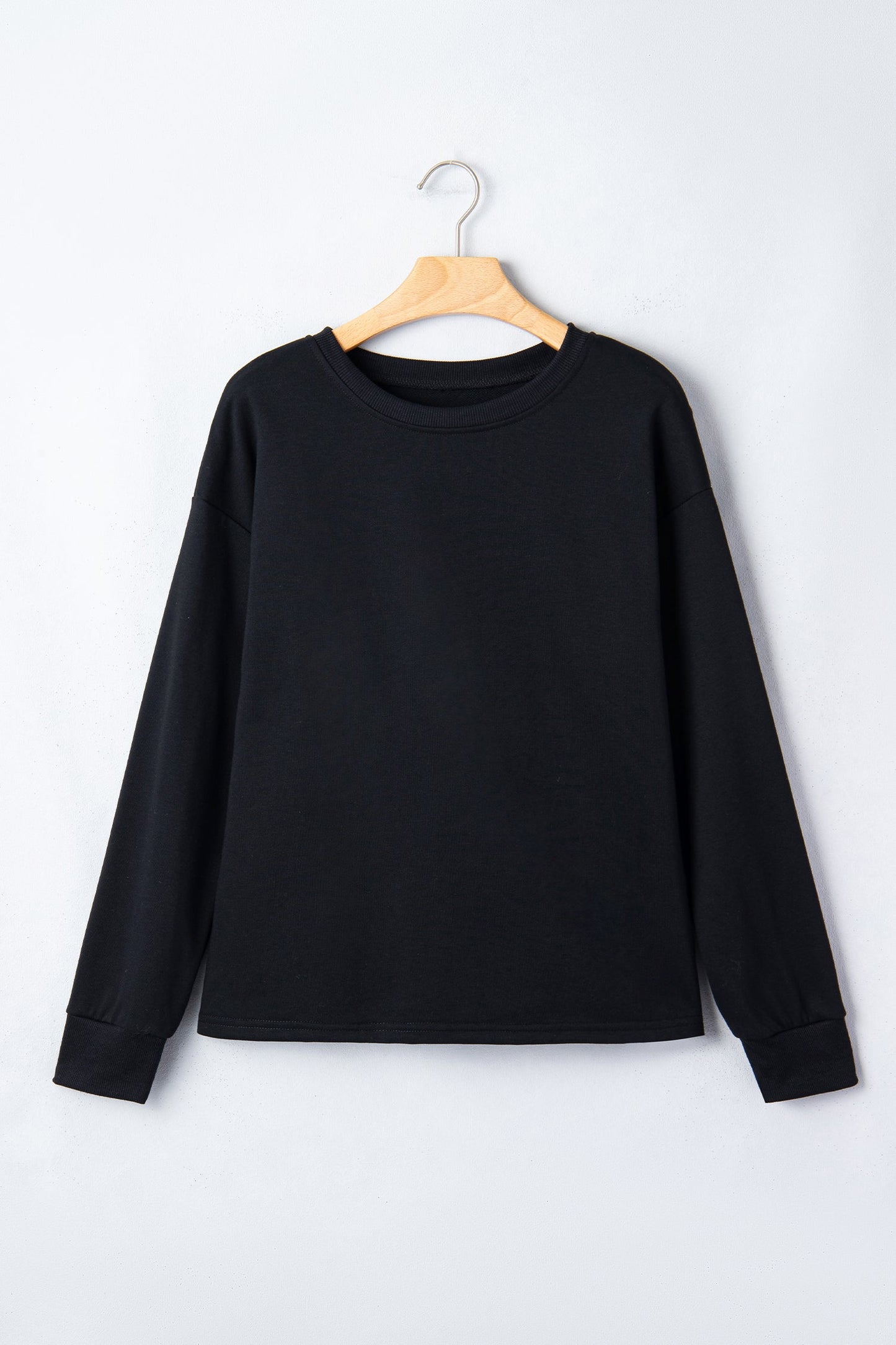 White Solid Drop Shoulder Long Sleeve Top featuring boutique-style details and relaxed everyday fit