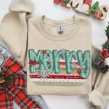 Merry Mint Stripes Graphic Sweatshirt or Tee