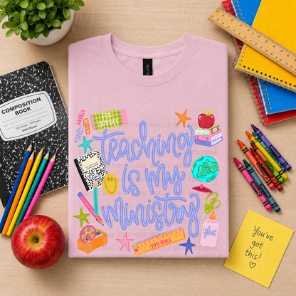 Teaching Is My Ministry Teacher (Purple Lettering) Graphic Tee