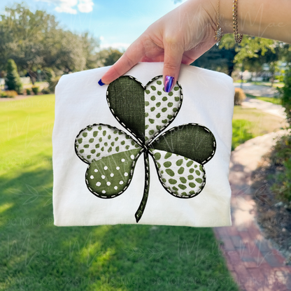 Classic Shamrock Faux Fabric Graphic Tee