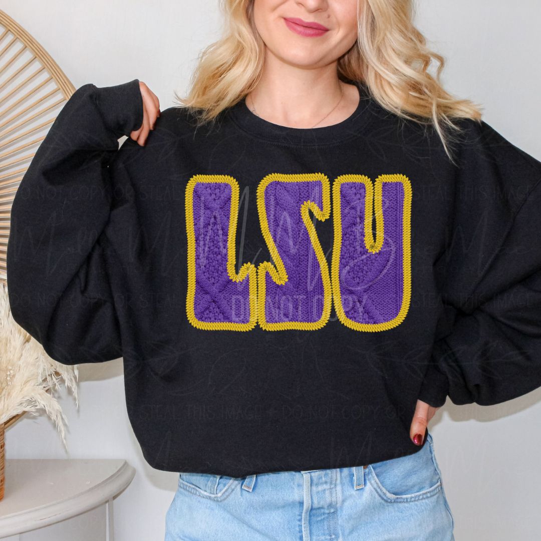 SEC College Faux Knit Graphic Sweatshirt or Tee