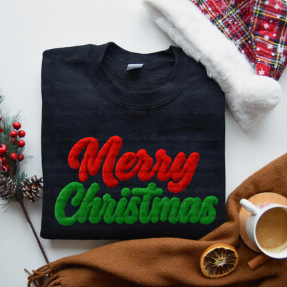 Merry Christmas Faux Fur Graphic Sweatshirt or Tee
