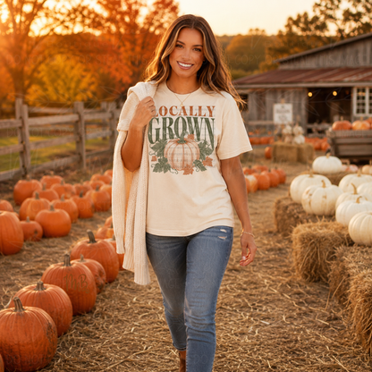 Locally Grown Pumpkin Comfort Colors Fall Graphic Tee