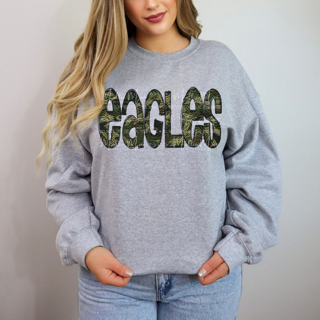 Eagles Camo Doodle Graphic Tee & Sweatshirt