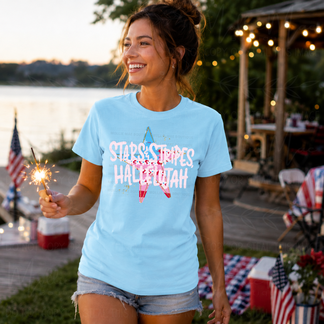 Stars & Stripes Hallelujah Patriotic Graphic Tee
