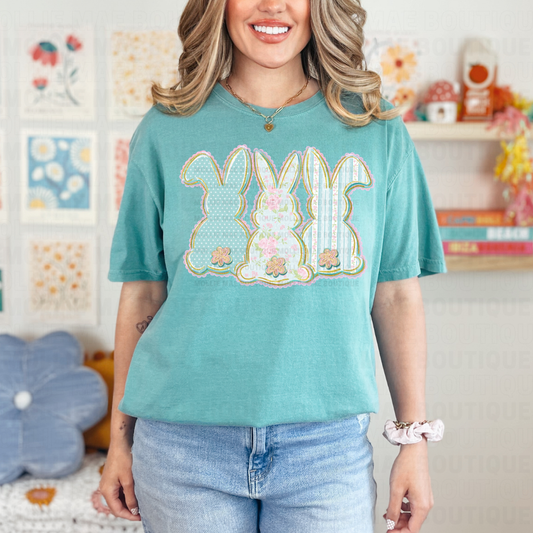 Vintage Floral Bunny Trio Graphic Tee