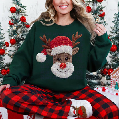 Reindeer Merrymaker Faux Knit Sweatshirt