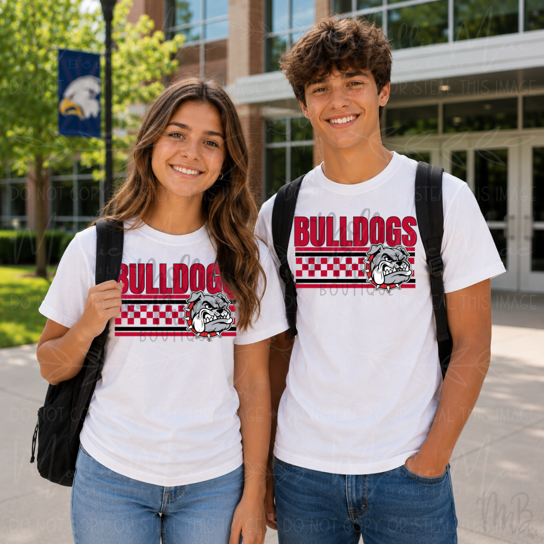 Bulldogs Checkered Mascot Graphic T-Shirt