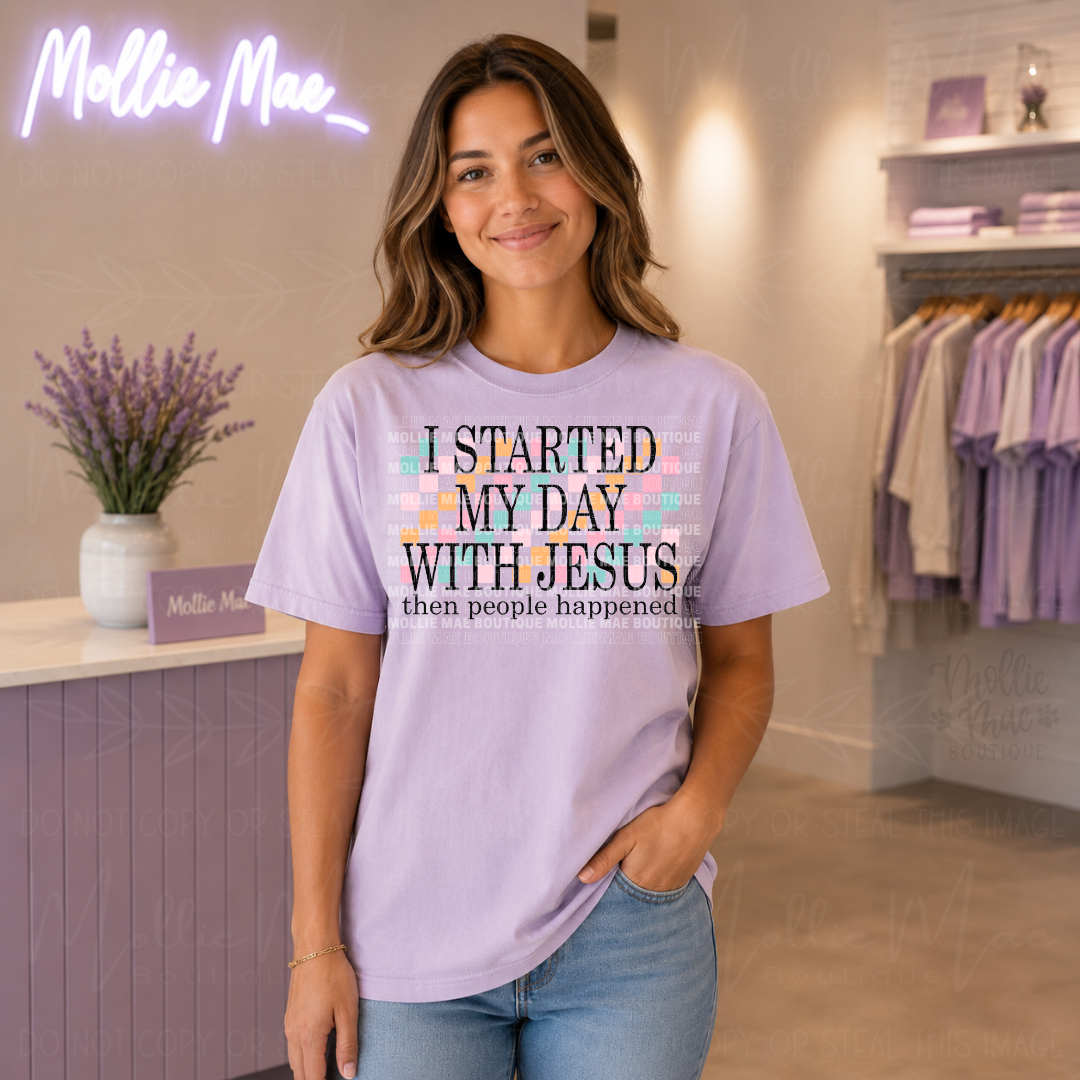 Started My Day With Jesus Graphic T-Shirt
